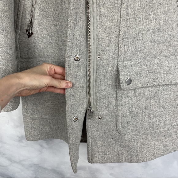 J. Crew Chateau Parka Italian Wool Stadium Cloth Coat Fur Hood B3901 Gray 00 - Picture 8 of 16